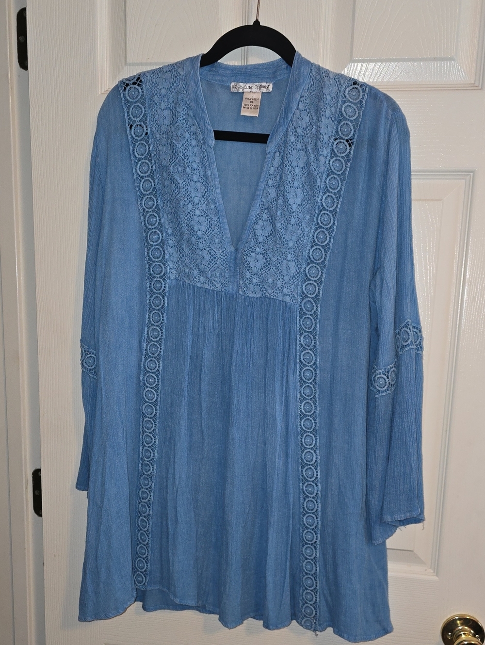 Cute Options Light Blue Rayon Top - V-Neck